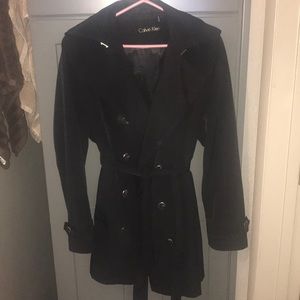 Large women’s Black Calvin Klein raincoat.